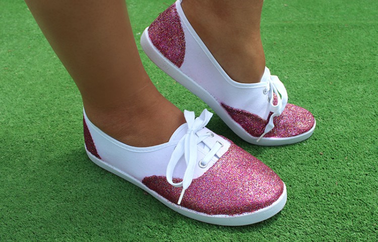 zapatillas con purpurina diy